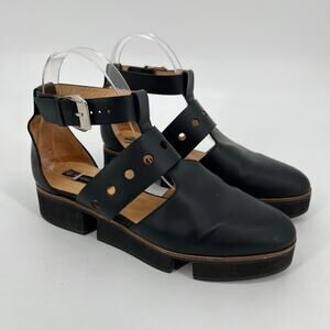 Xperimental Platform Sandals EU 36 US 6 Black Leather Chunky Ankle Strap Shoes